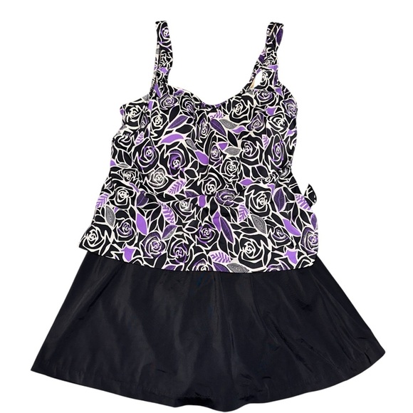 Vintage Maxine of Hollywood Purple Floral Swim Beach Vacation Dress - Picture 2 of 11